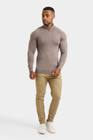 Merino Wool Half Zip Neck in Natural Marl - TAILORED ATHLETE - USA