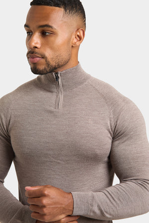 Merino Wool Half Zip Neck in Natural Marl - TAILORED ATHLETE - USA