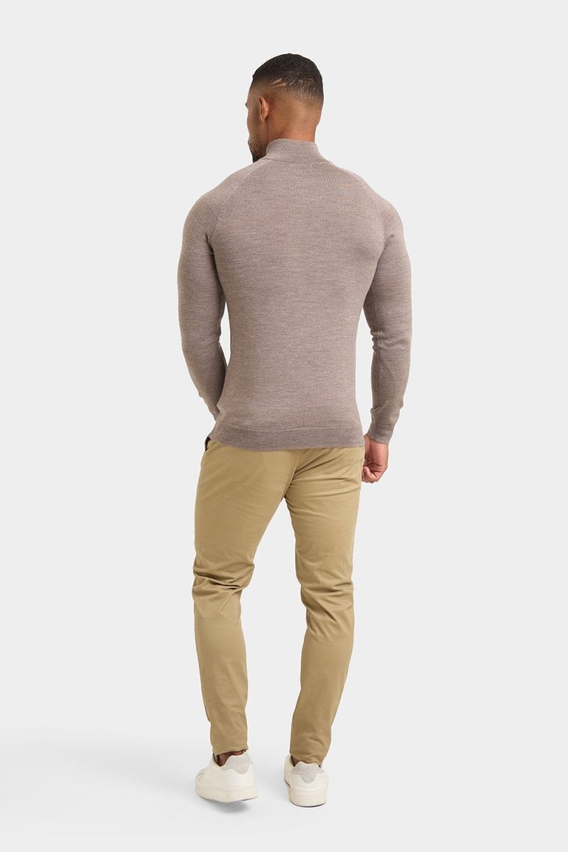 Merino Wool Half Zip Neck in Natural Marl