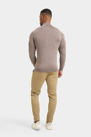 Merino Wool Half Zip Neck in Natural Marl - TAILORED ATHLETE - USA