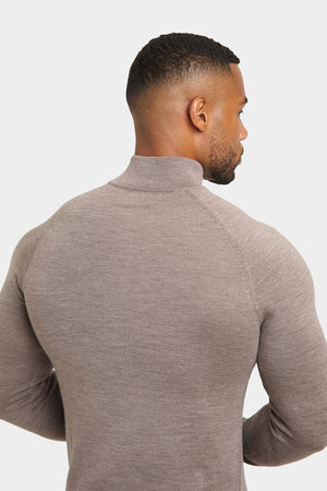 Merino Wool Half Zip Neck in Natural Marl - TAILORED ATHLETE - USA