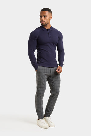 Knitted Polo Shirt in Navy - TAILORED ATHLETE - USA