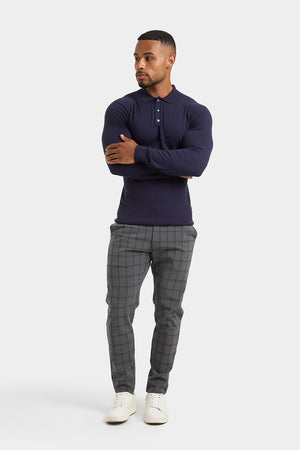 Knitted Polo Shirt in Navy - TAILORED ATHLETE - USA