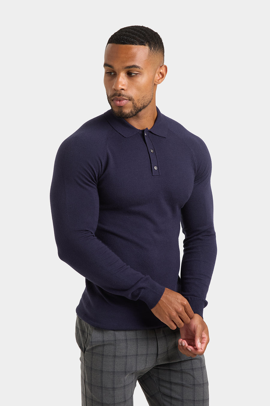 Knitted Polo Shirt in Navy - TAILORED ATHLETE - USA