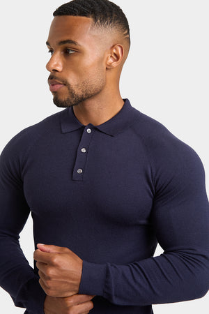 Knitted Polo Shirt in Navy - TAILORED ATHLETE - USA