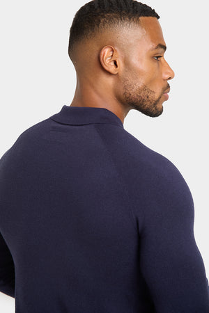 Knitted Polo Shirt in Navy - TAILORED ATHLETE - USA