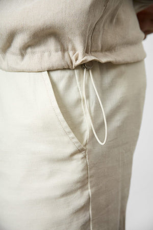 Stretch Linen Blend Zip Through Jacket in Oatmeal - TAILORED ATHLETE - USA
