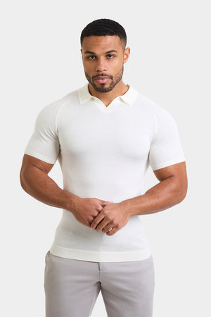 Merino Open Collar Knitted Polo in Chalk - TAILORED ATHLETE - USA