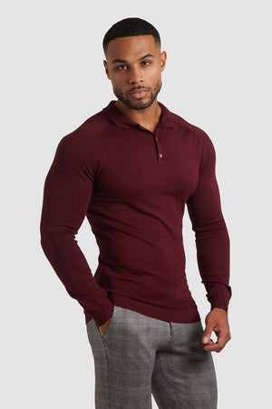 Knitted Polo Shirt in Claret - TAILORED ATHLETE - USA