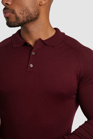 Knitted Polo Shirt in Claret - TAILORED ATHLETE - USA