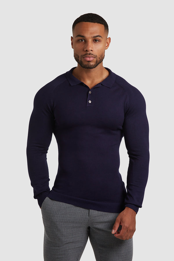 Knitted Polo Shirt Navy – THE RESORT CO