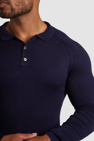 Knitted Polo Shirt in Navy - TAILORED ATHLETE - USA