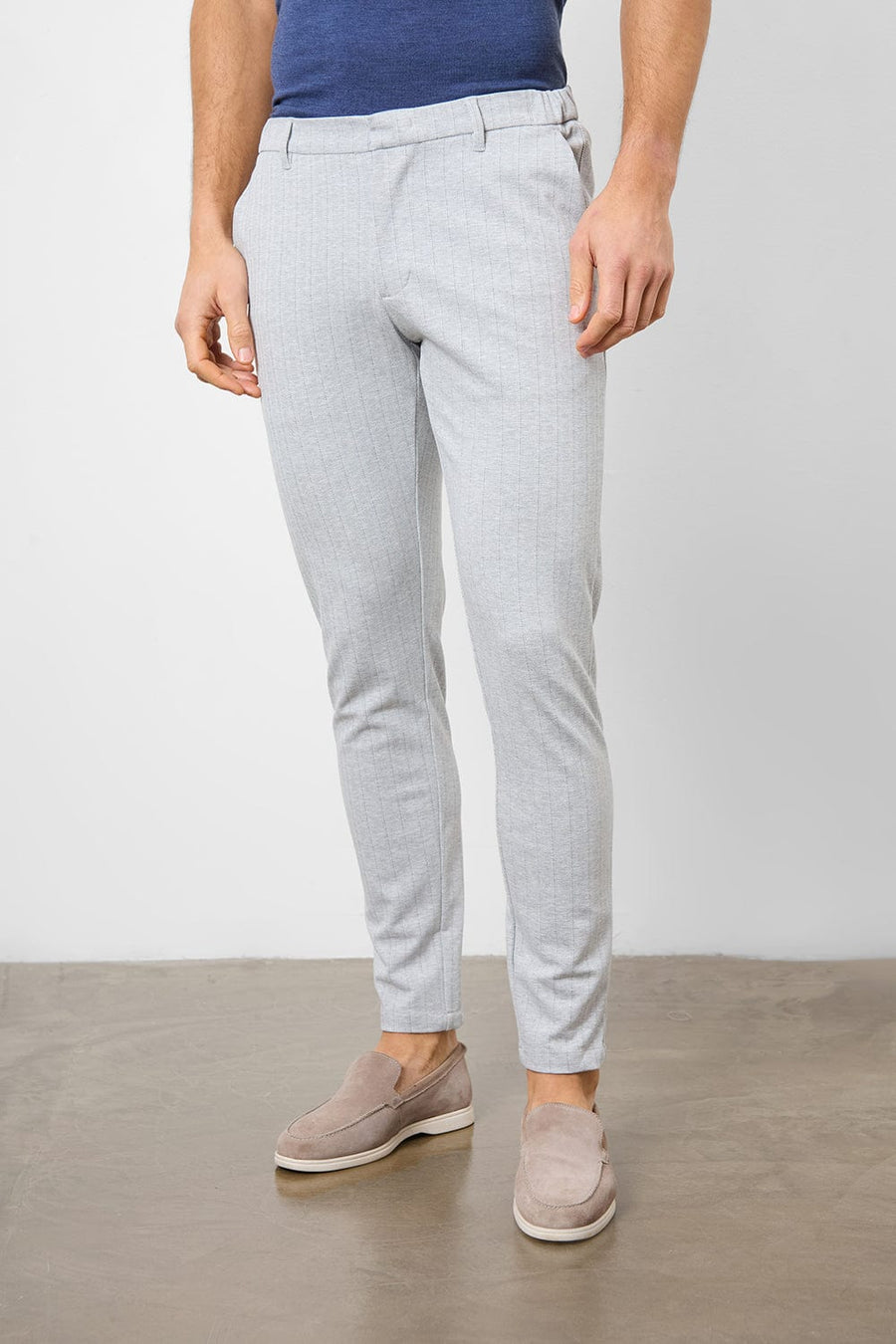 Herringbone Stripe Pants in Pale Grey - TAILORED ATHLETE - USA