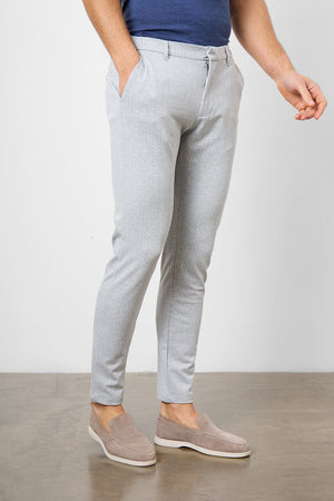 Herringbone Stripe Pants in Pale Grey - TAILORED ATHLETE - USA