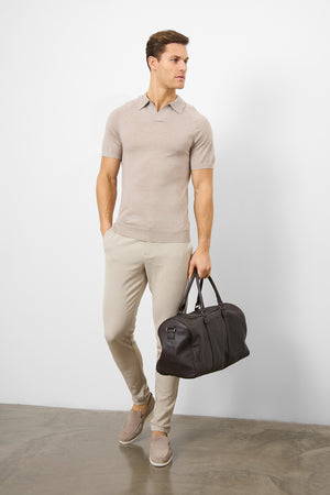 Merino Open Collar Polo Shirt in Wheat Marl - TAILORED ATHLETE - USA