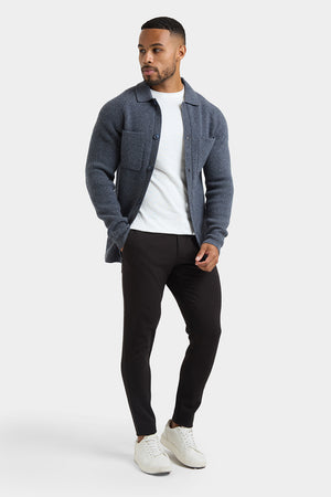 Wool Button Through Cardigan in Dark Grey Marl - TAILORED ATHLETE - USA