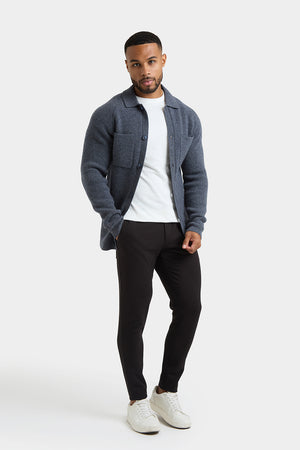 Wool Button Through Cardigan in Dark Grey Marl - TAILORED ATHLETE - USA