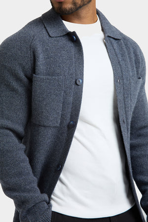 Wool Button Through Cardigan in Dark Grey Marl - TAILORED ATHLETE - USA