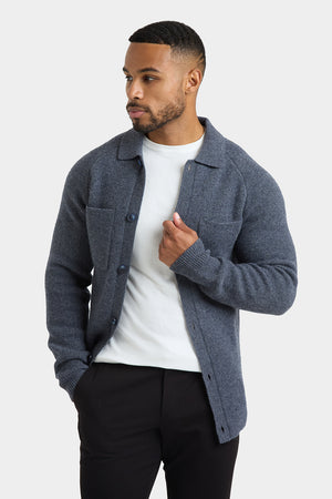 Wool Button Through Cardigan in Dark Grey Marl - TAILORED ATHLETE - USA