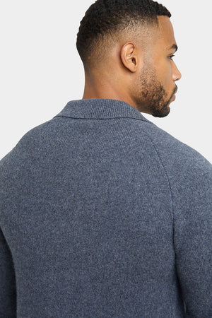 Wool Button Through Cardigan in Dark Grey Marl - TAILORED ATHLETE - USA