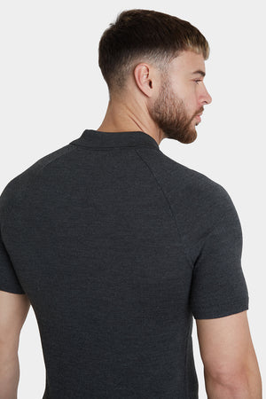 Merino Open Collar Knit Polo in Forest Marl - TAILORED ATHLETE - USA