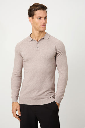 Knitted Polo Shirt in Wheat - TAILORED ATHLETE - USA