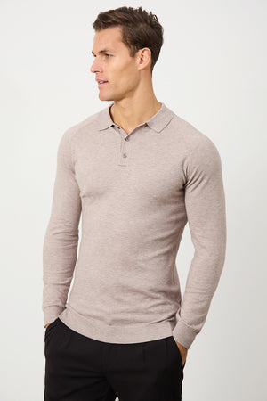 Knitted Polo Shirt in Wheat - TAILORED ATHLETE - USA