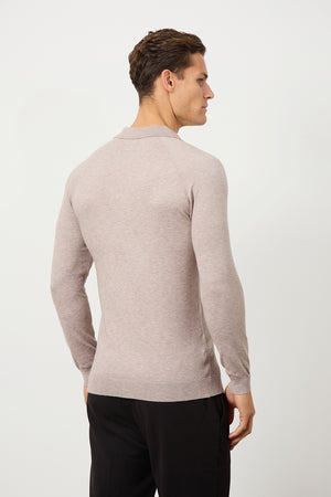 Knitted Polo Shirt in Wheat - TAILORED ATHLETE - USA