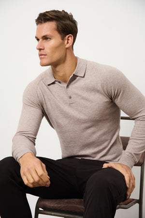 Knitted Polo Shirt in Wheat - TAILORED ATHLETE - USA