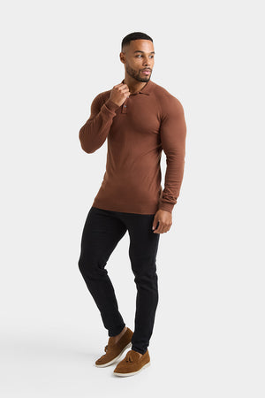 Knitted Polo Shirt in Nutmeg - TAILORED ATHLETE - USA