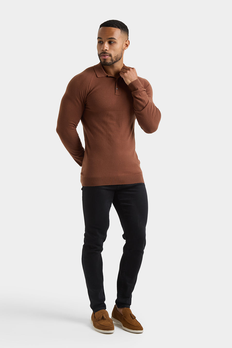 Knitted Polo Shirt in Nutmeg - TAILORED ATHLETE - USA