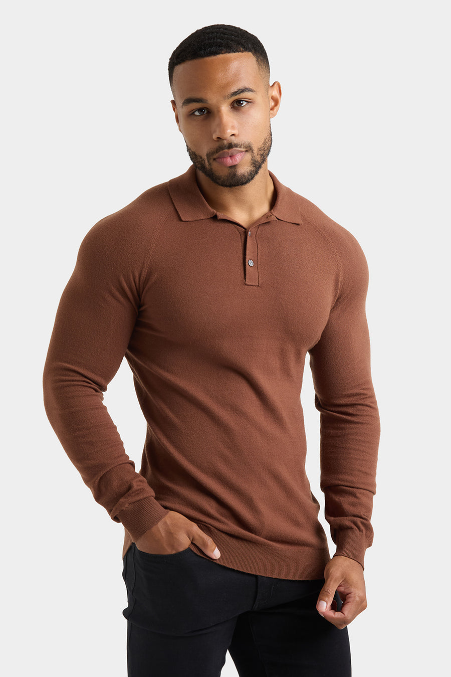 Knitted Polo Shirt in Nutmeg - TAILORED ATHLETE - USA