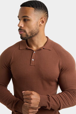 Knitted Polo Shirt in Nutmeg - TAILORED ATHLETE - USA