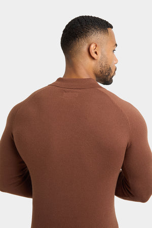 Knitted Polo Shirt in Nutmeg - TAILORED ATHLETE - USA