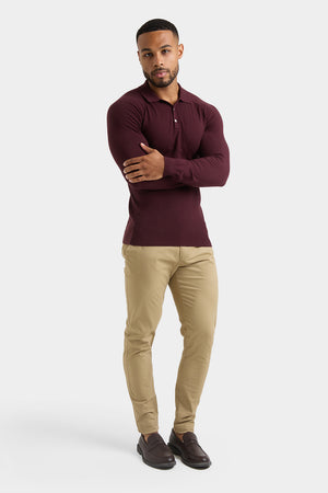 Knitted Polo Shirt in Wine - TAILORED ATHLETE - USA