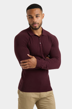 Knitted Polo Shirt in Wine - TAILORED ATHLETE - USA