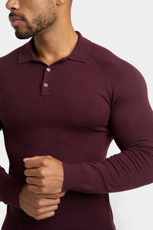 Knitted Polo Shirt in Wine - TAILORED ATHLETE - USA