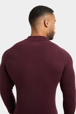 Knitted Polo Shirt in Wine - TAILORED ATHLETE - USA