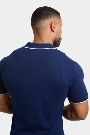 Tipped Knitted Shirt in Navy - TAILORED ATHLETE - USA