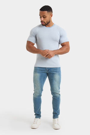 Knit Look T-Shirt in Chalk Blue - TAILORED ATHLETE - USA
