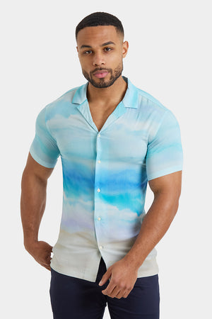 Printed Shirt in Light Blue Landscape - TAILORED ATHLETE - USA