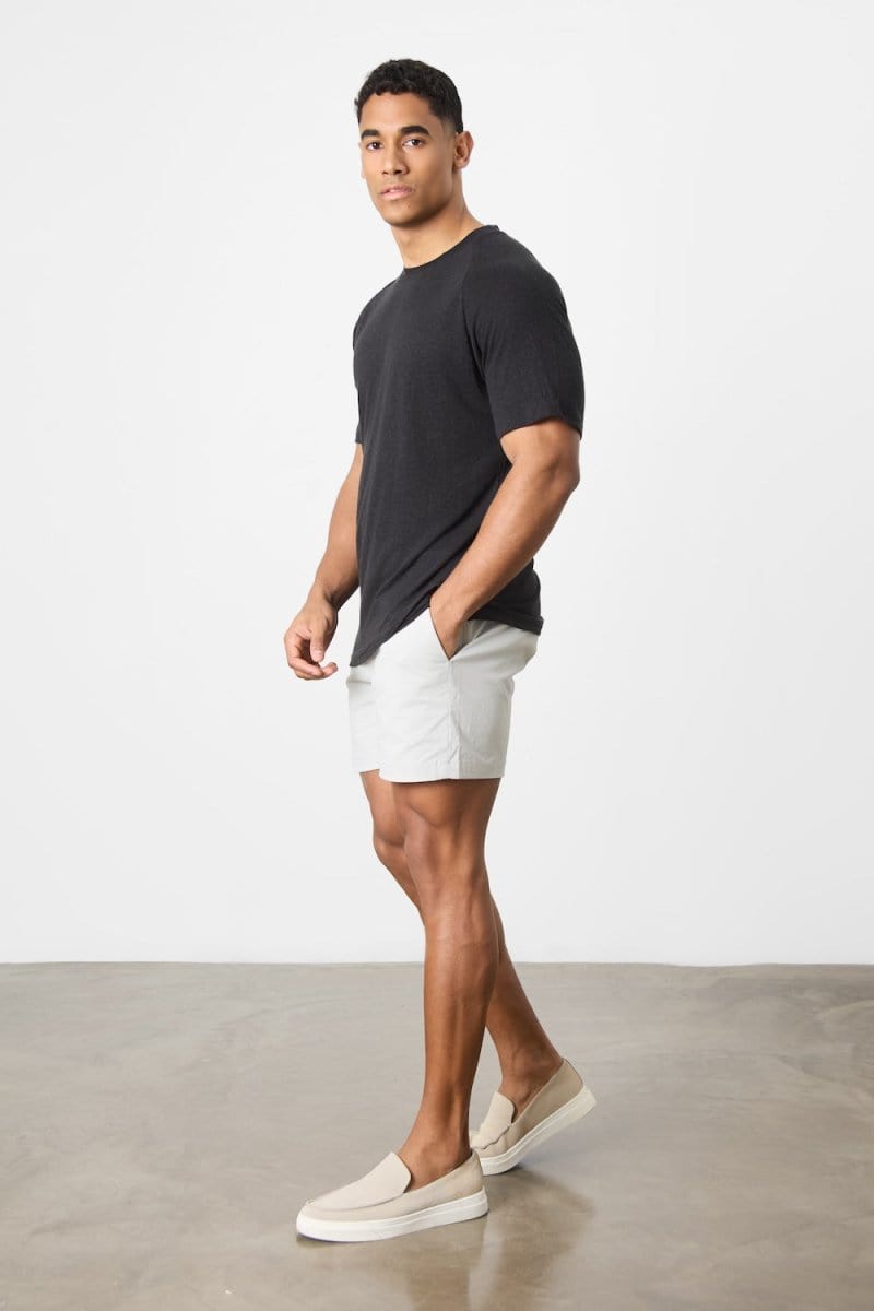 Stretch Linen Blend Knit Look T-shirt in Black - TAILORED ATHLETE - USA