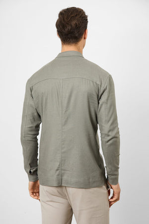 Linen Blend Pocket Overshirt in Mole - TAILORED ATHLETE - USA