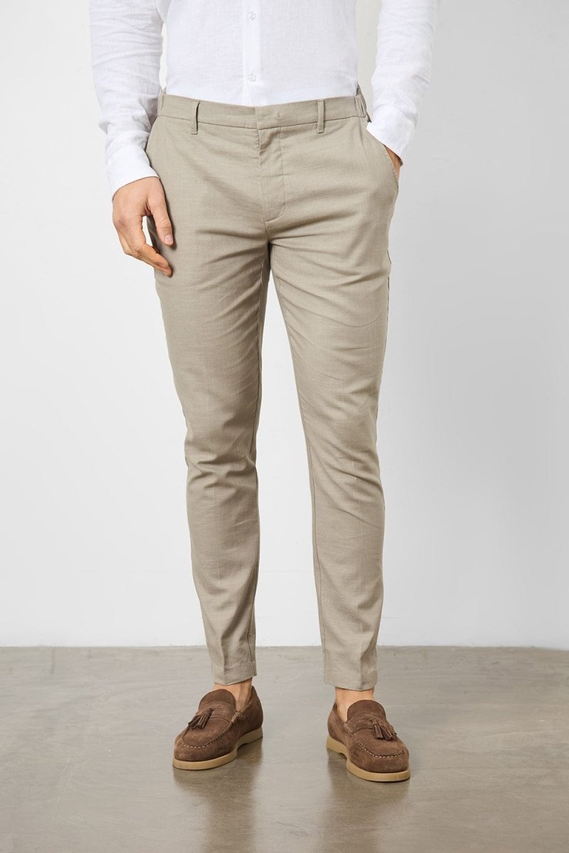 Stretch Linen Blend Suit Pants in Dark Stone Stretch Linen Blend Suit Pants in Dark Stone