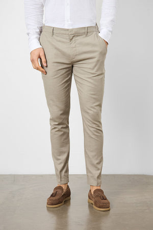 Linen Blend Suit Trousers in Dark Stone - TAILORED ATHLETE - USA