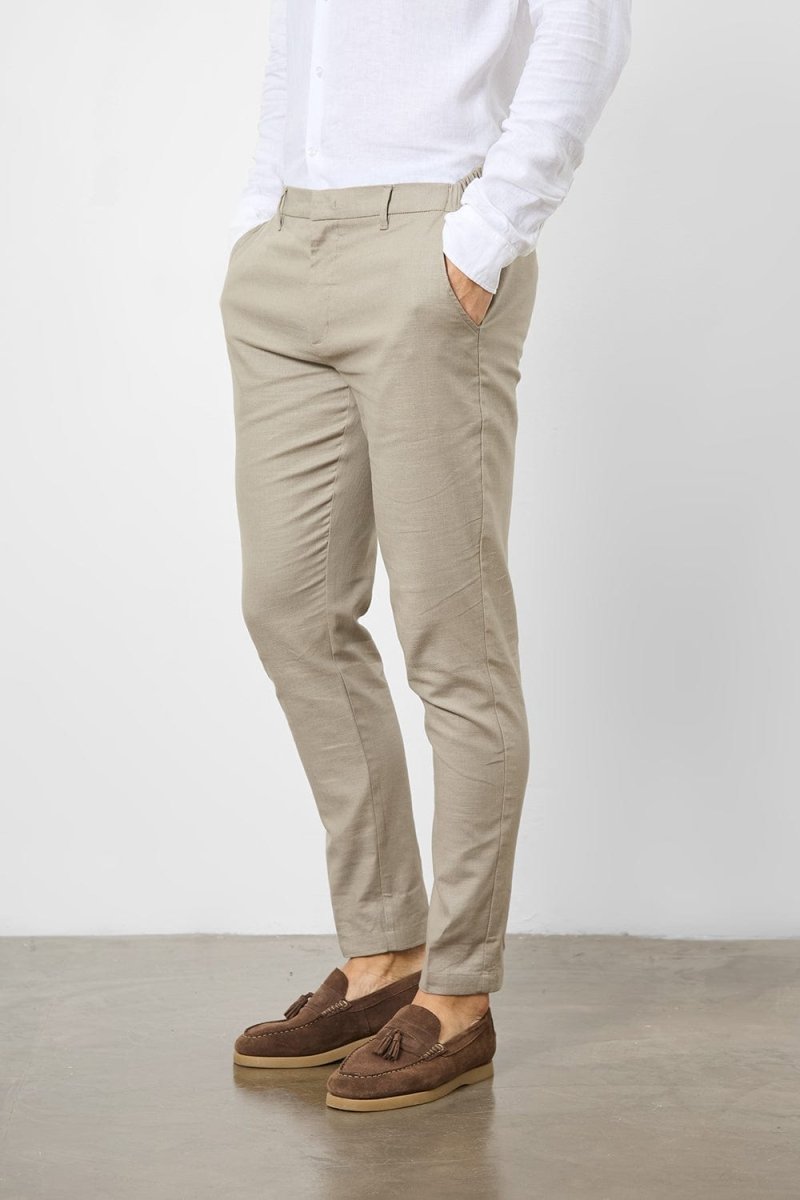Stretch Linen Blend Suit Pants in Dark Stone 34W 32L Stretch Linen Blend Suit Pants in Dark Stone 34W 32L