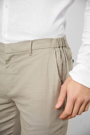 Stretch Linen Blend Suit Pants in Dark Stone - TAILORED ATHLETE - USA