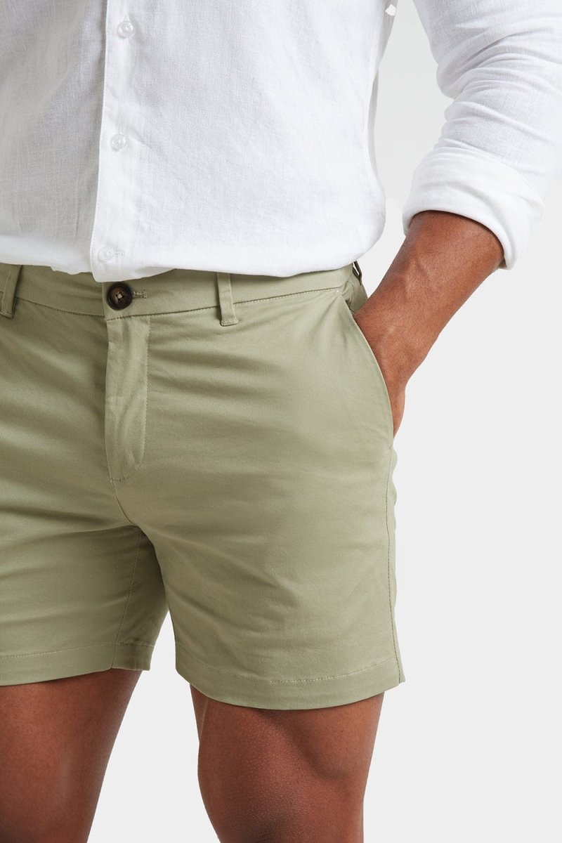 Athletic Fit Chino Shorts 5" in Sage - TAILORED ATHLETE - USA