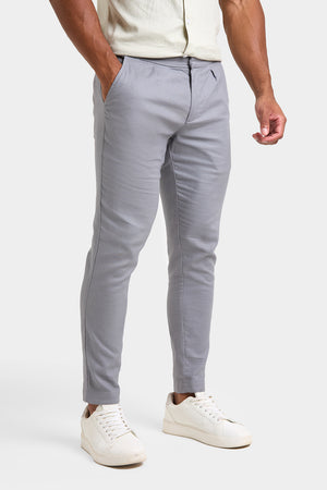 Linen Blend Cropped Pleated Pants in Mole - TAILORED ATHLETE - USA