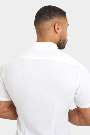 Linen Blend Shirt in White - TAILORED ATHLETE - USA